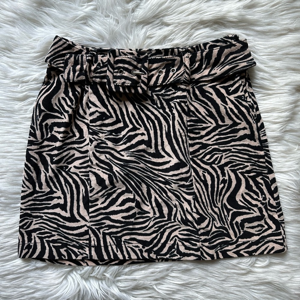Wild Fable Ruched Mini Skirt Brown and Cream